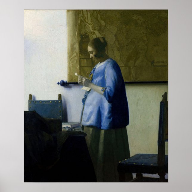 Johannes Vermeer - Woman in Blue Reading a Letter Poster (Front)