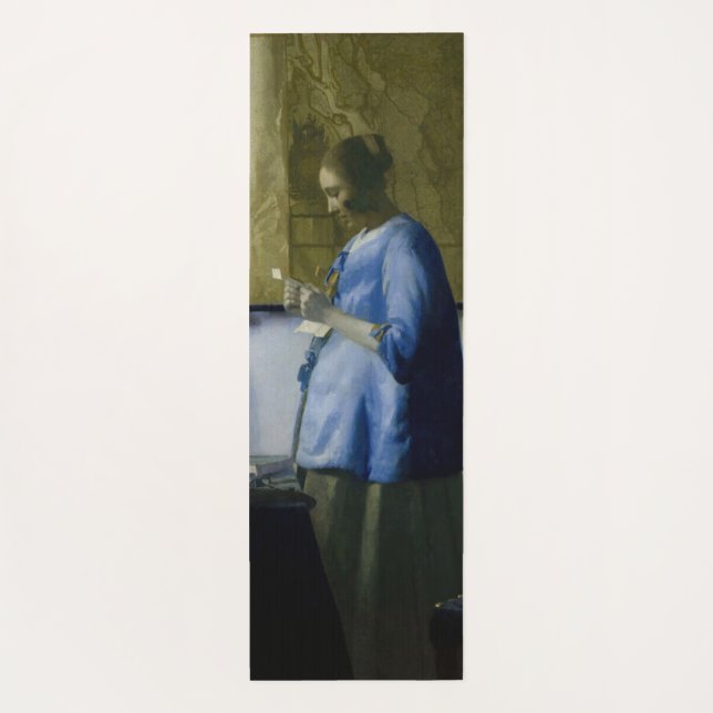 Johannes Vermeer - Woman in Blue Reading a Letter Yoga Mat (Back)