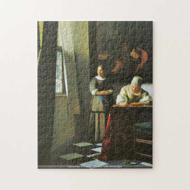 Johannes Vermeer - Woman with messenger Jigsaw Puzzle (Vertical)