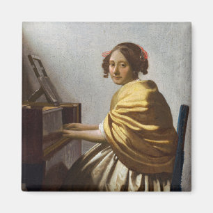 Johannes Vermeer - Young Woman Seated at Virginal Magnet