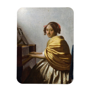 Johannes Vermeer - Young Woman Seated at Virginal Magnet