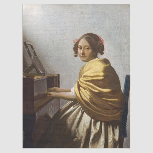Johannes Vermeer - Young Woman Seated at Virginal Tissue Paper