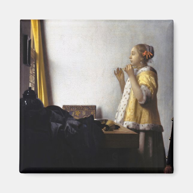 Johannes Vermeer - Young Woman with Pearl Necklace Magnet (Front)
