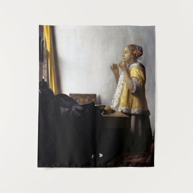 Johannes Vermeer - Young Woman with Pearl Necklace Tapestry (Front)