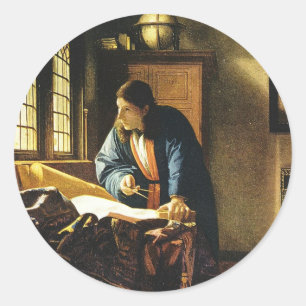 Johannes Vermeer's The Geographer (circa 1669) Classic Round Sticker