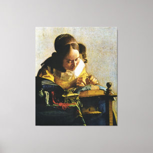 Johannes Vermeer's The Lacemaker (circa 1670) Canvas Print