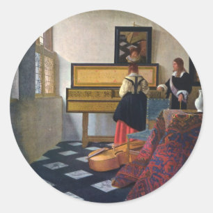Johannes Vermeer's The Music Lesson (circa1663) Classic Round Sticker