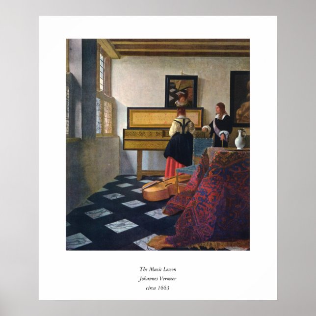 Johannes Vermeer's The Music Lesson (circa1663) Poster (Front)