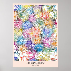 Johannesburg South Africa City Map Poster
