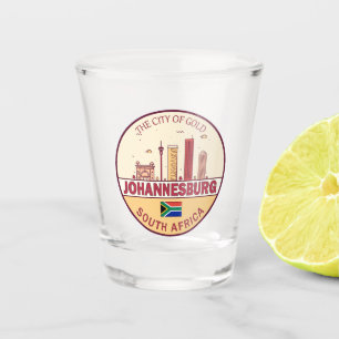 Johannesburg South Africa City Skyline Emblem Shot Glass