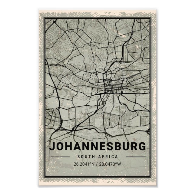 johannesburg south africa map print poster canvas (Front)
