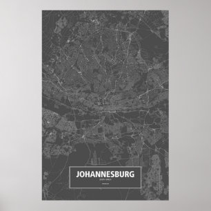 Johannesburg, South Africa (white on black) Poster