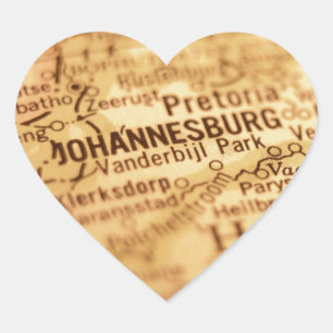 JOHANNESBURG Vintage Map Heart Sticker