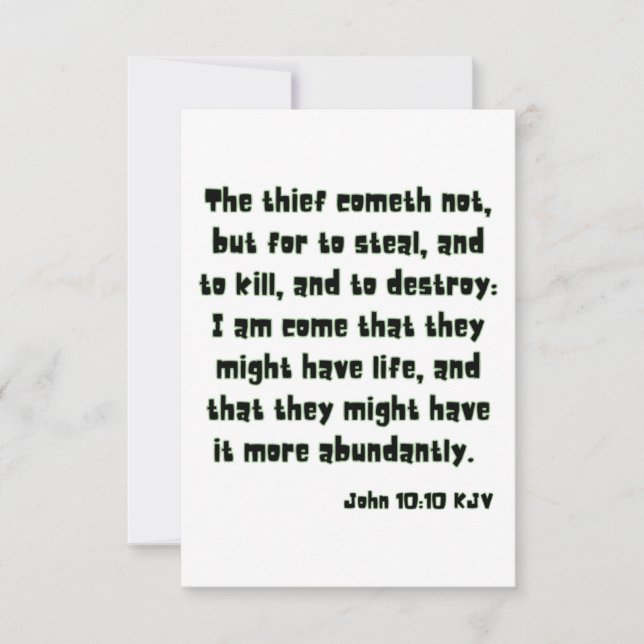 John 10:10 KJV Bible Scripture Greeting Card (Front)
