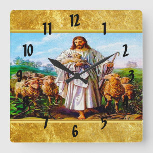 John 10:7-21 I Am the Good Shepherd Square Wall Clock