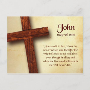 John 11 25-26 Bible Quote Postcard