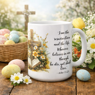 John 11:25 Resurrection Scripture Art Coffee Mug