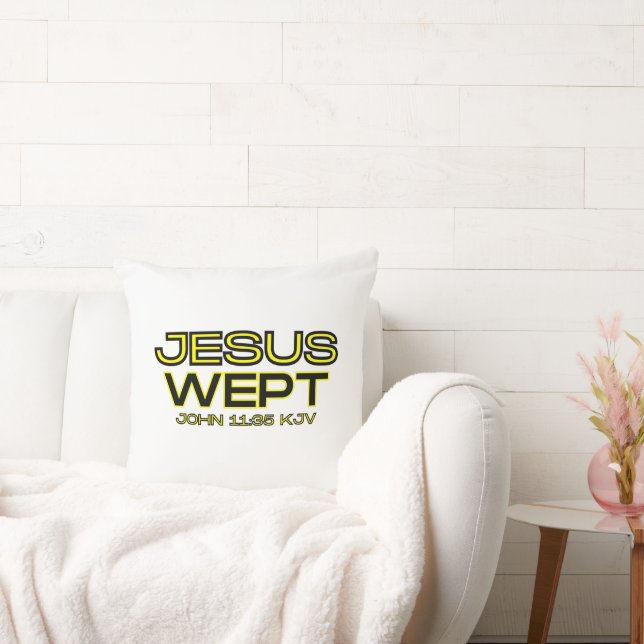 John 11:35 Bible Verse KJV Quote Cushion (Couch)