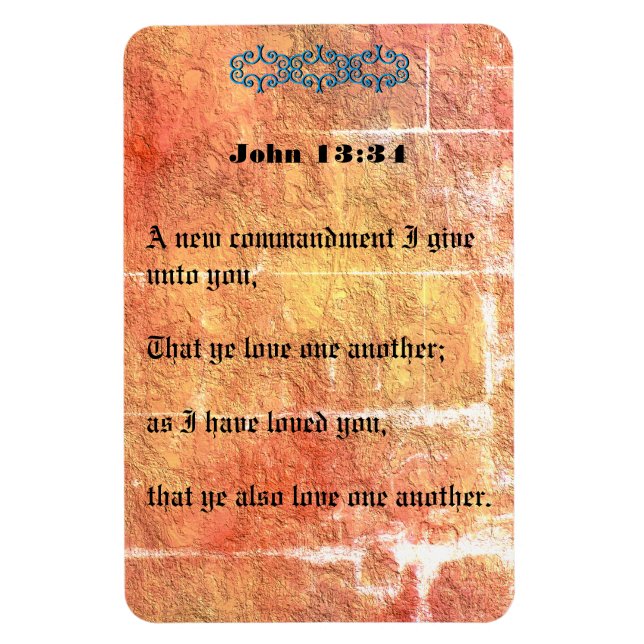 John 13:34 Bronze Red Texture Love One Another Magnet (Vertical)