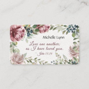John 13:34 Love one Another Watercolor Floral Business Card