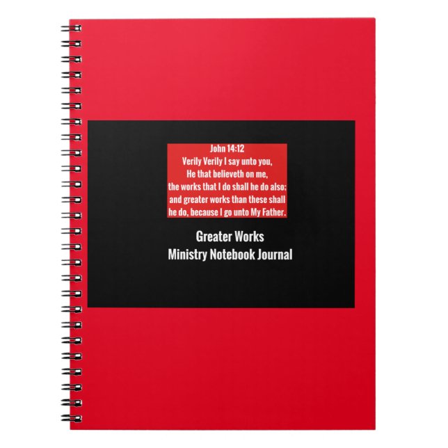John 14:12 Bible Verse Greater Works Notebook  (Front)
