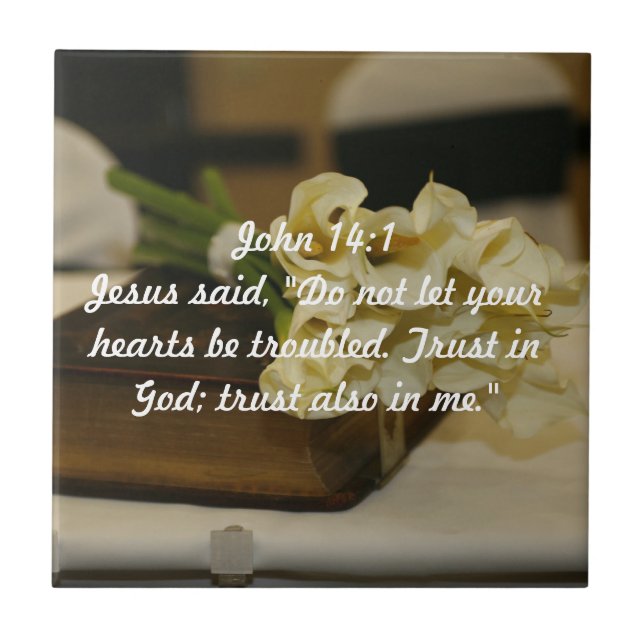 John 14:1 Trust in God verse Tile (Front)