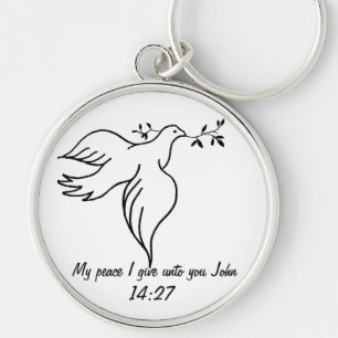 John 14:27 Bible verse Religion Christianity Dove Key Ring