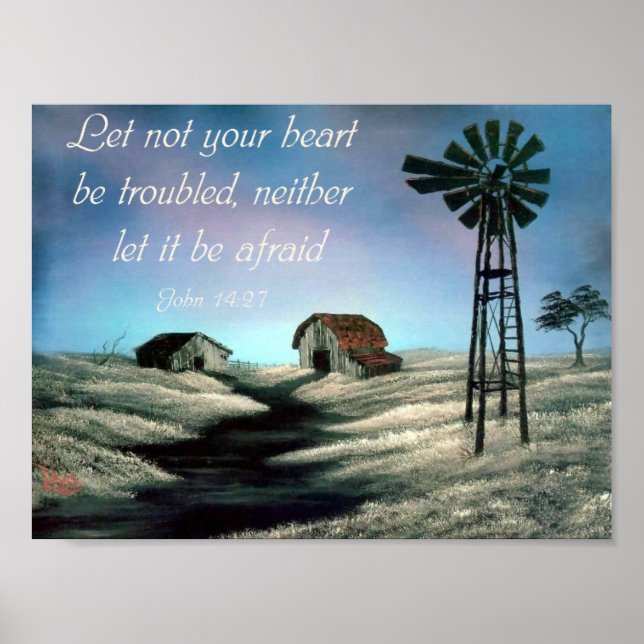 John 14:27 Christian Bible Verse Poster (Front)