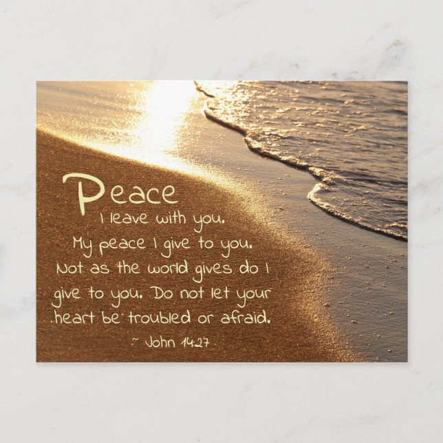 John 14:27 Jesus Words, "Peace I leave with you," Postcard (Front)