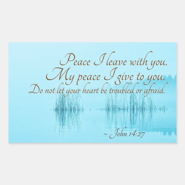 John 14:27 Jesus Words, "Peace I leave with you," Rectangular Sticker (Front)