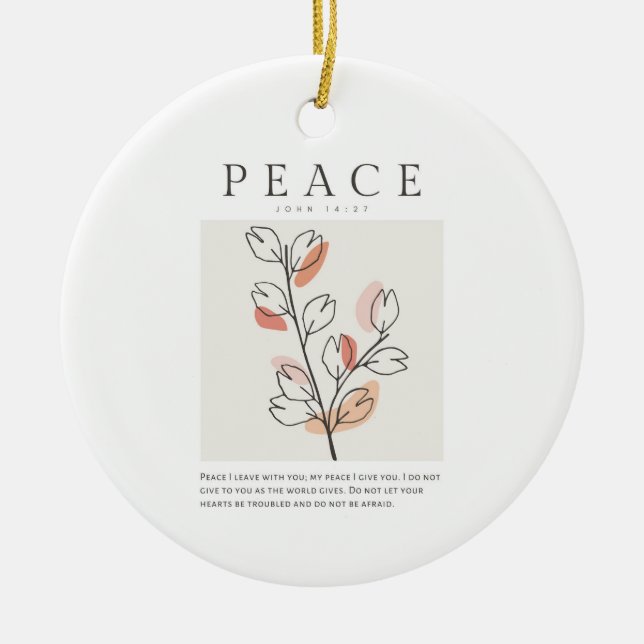 John 14:27 Peace I leave with you Ceramic Tree Decoration (Front)