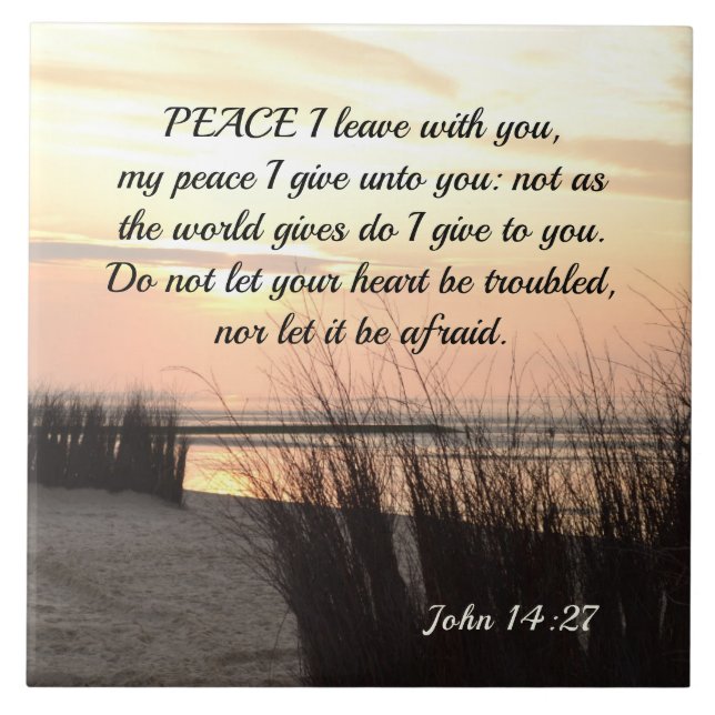 John 14:27 Peace I leave with you, Ocean Sunset Tile (Front)