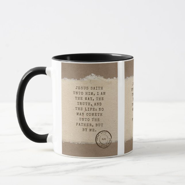 John 14:6 KJV Bible Verse Pic Two-Tone Mug (Left)