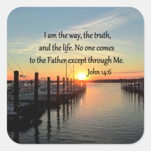 JOHN 14:6 SUNSET PHOTO DESIGN SQUARE STICKER