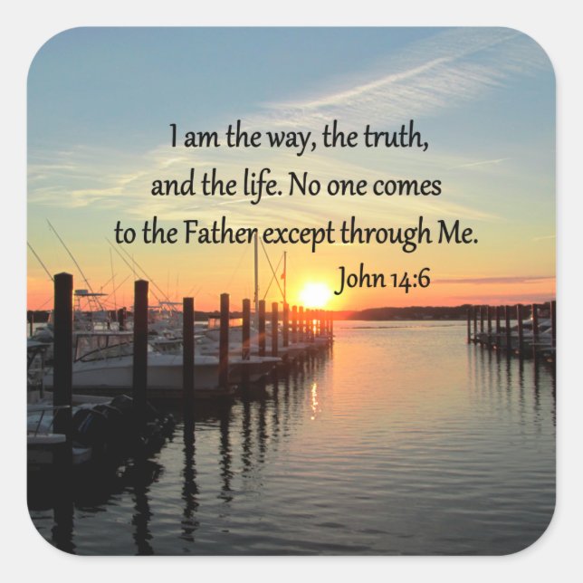 JOHN 14:6 SUNSET PHOTO DESIGN SQUARE STICKER (Front)