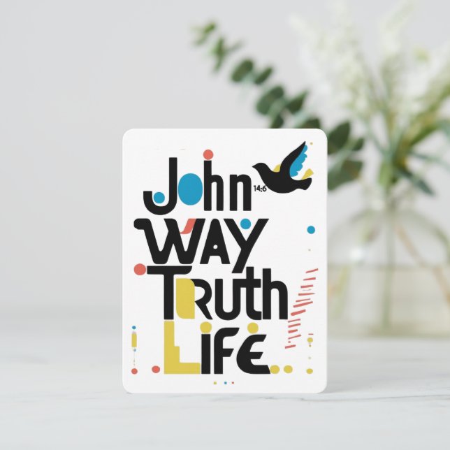 John 14:6 Way Truth Life Modern Abstract Holiday Card (Standing Front)