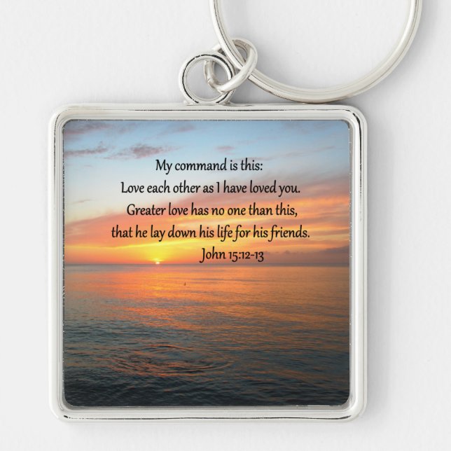 JOHN 15:12 SUNRISE OVER THE OCEAN KEY RING (Front)