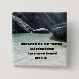 John 16:33 15 cm square badge