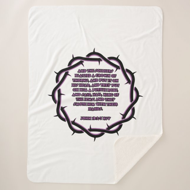 John 19:2-3 KJV Bible Verse Scripture Sherpa Blanket (Front)