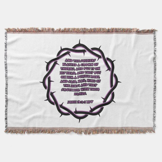 John 19:2-3 KJV Bible Verse Scripture Throw Blanket (Front)