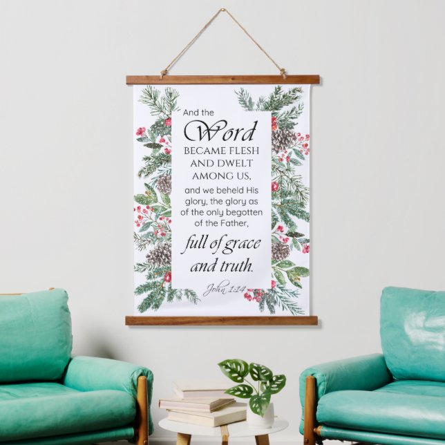 John 1:14 Christmas Bible Verse Hanging Tapestry (Living Room)