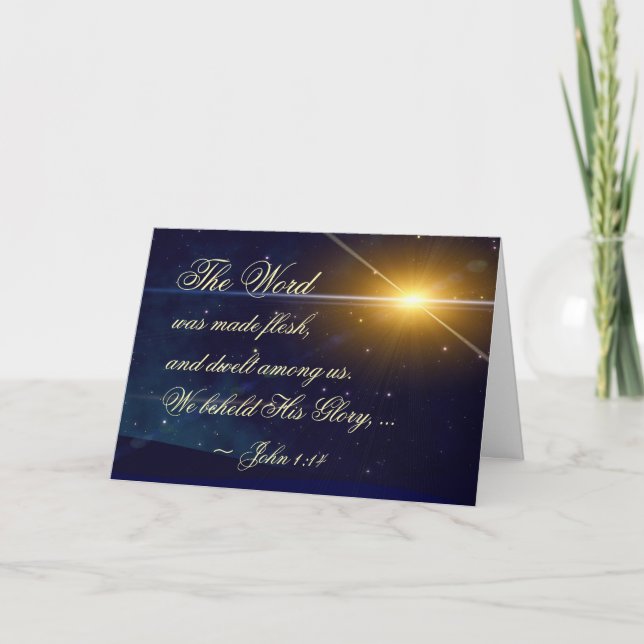 John 1:14 The Word Became Flesh Christmas Bible Holiday Card (Front)