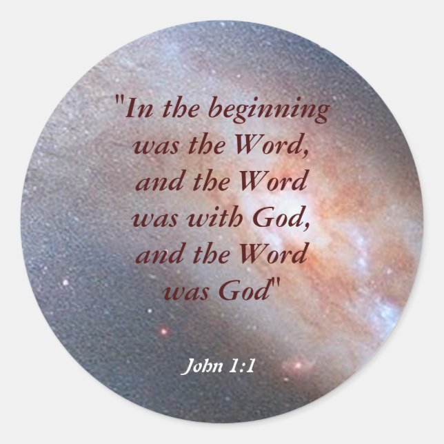 John 1:1 classic round sticker (Front)