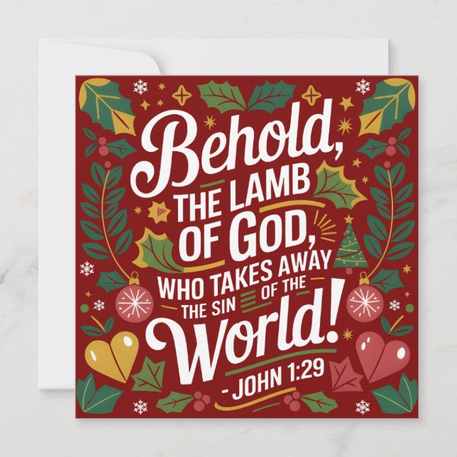 John 1:29 The Lamb of God Christian Christmas Holiday Card (Front)