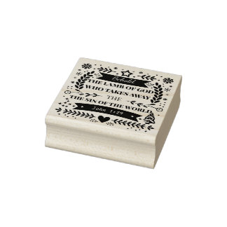 John 1:29 The Lamb of God Christian Christmas Rubber Stamp
