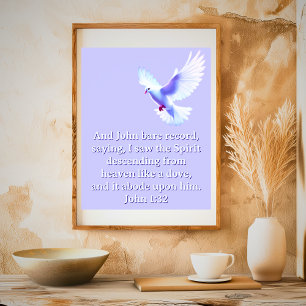 John 1:32 Descending Dove Purple Christian Poster