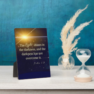 John 1:5 Light shines in darkness plaque