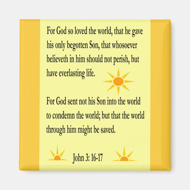 John 3:16-17 magnet (Front)