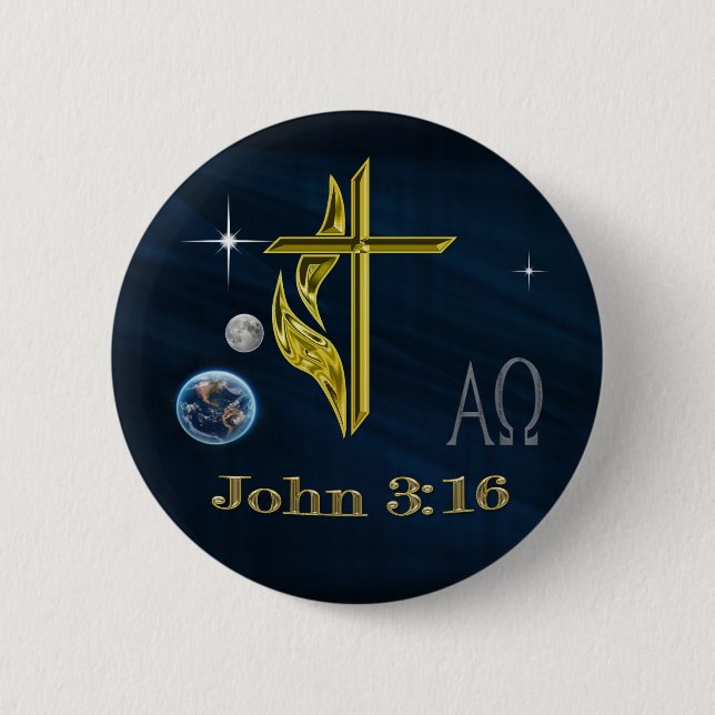 John 3:16 6 cm round badge (Front)