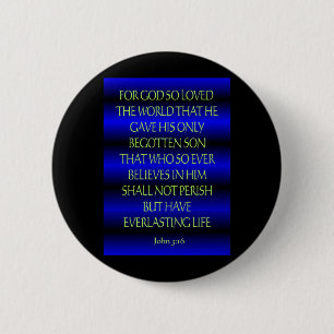 John 3:16 6 cm round badge